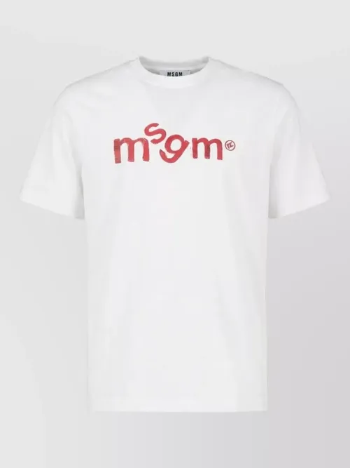 MSGM - handwritten logo cotton crew neck tshirt