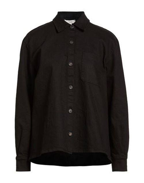 Woman Denim shirt Black Size S Cotton, Elastane