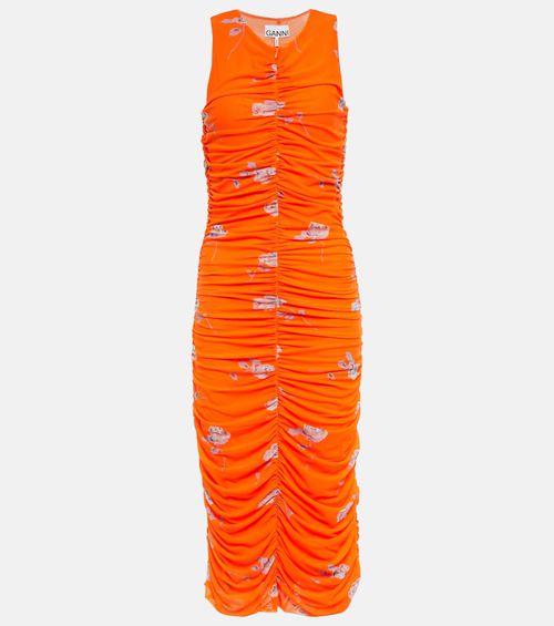 Ganni Floral ruched midi dress