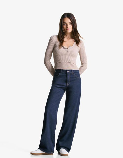 Straight wide-leg jeans in denim blue