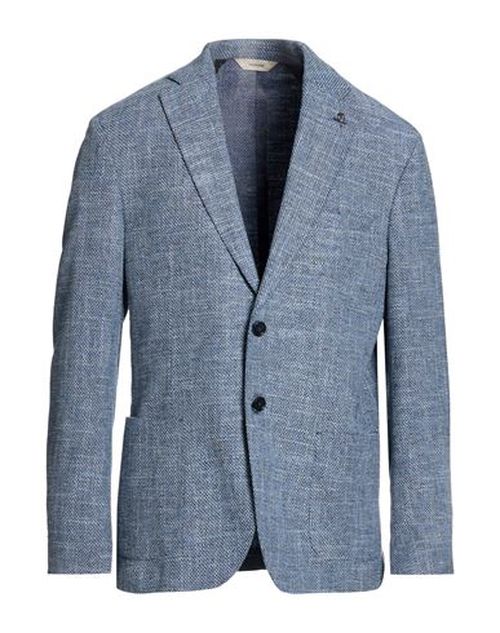Man Blazer Slate blue Size 42 Cotton, Viscose, Linen, Elastane