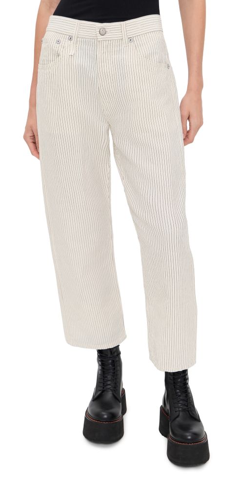 X-BF 5-Pocket Pants White With Black Mini Stripe