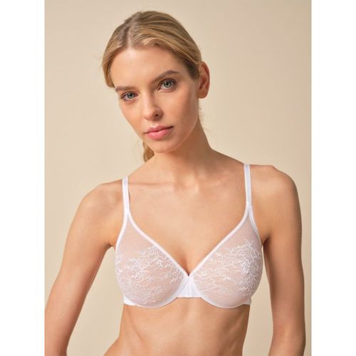 Glossies Lace Sheer Moulded Bra - White