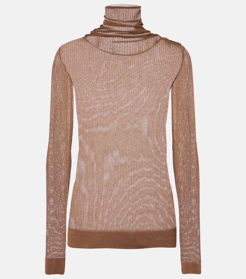 Ribbed-knit turtleneck top