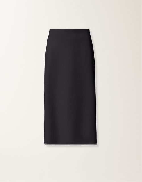 Mid-length skirt in techno tailoring, midnight blue