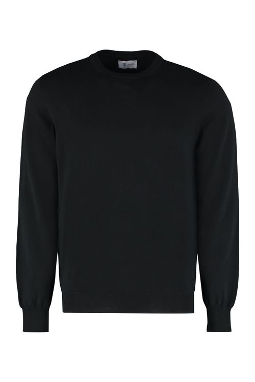 Cotton Crew-Neck Sweater — Black