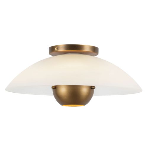 Opal Glass Vintage Brass Semi-Flush Mount from the Umbra Collection