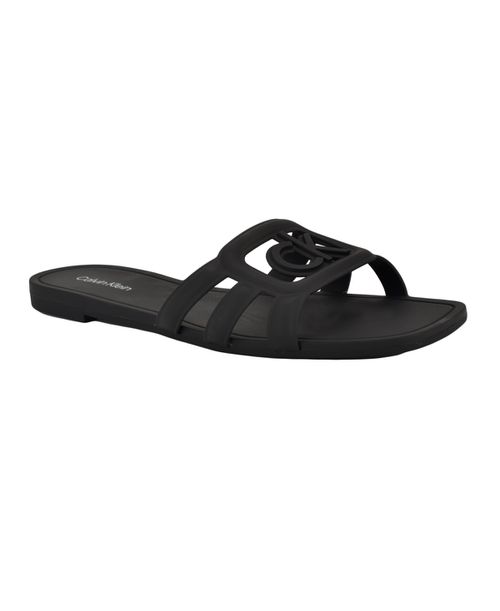 Women's Yoana Logo Slip-On Flat Sandals - Black