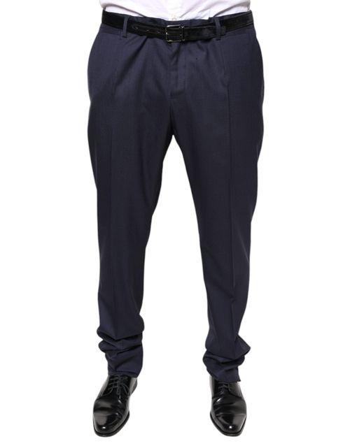 Virgin Wool and Silk Blend Trousers — Navy
