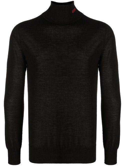 Fine-knit roll-neck jumper - Black