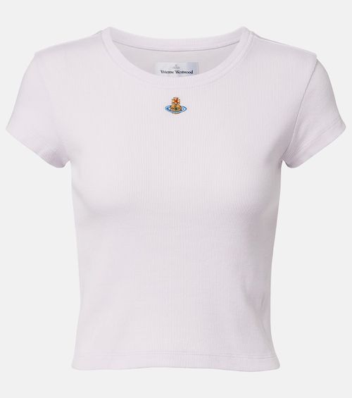 Peru cropped cotton-blend jersey T-shirt