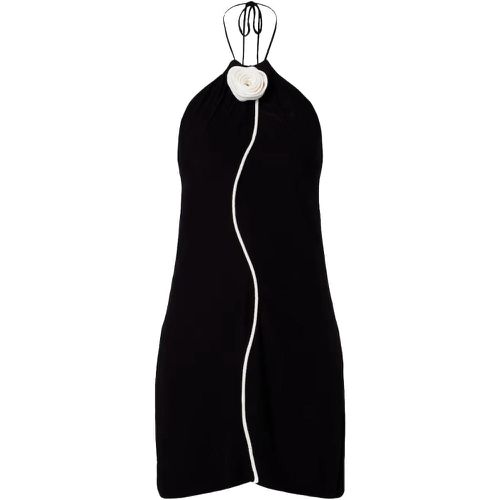 Women's Black & White Flower Sleeveless Mini Dress, Black