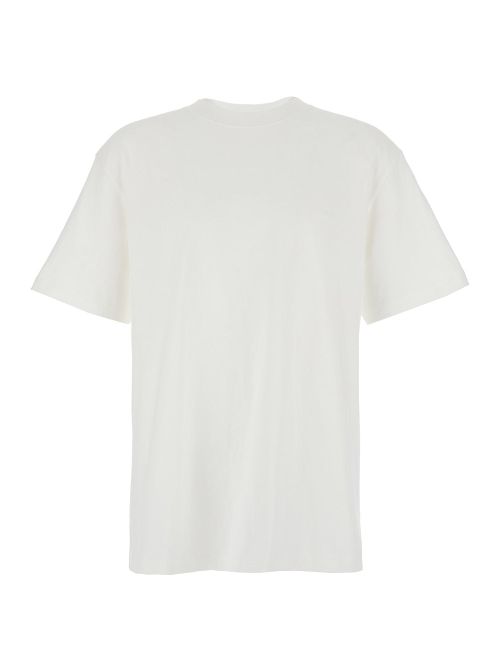 Cotton Crewneck with Dropped Shoulders T-Shirt — White