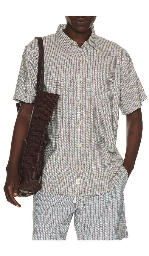 Marine Layer Classic Stretch Selvage Shirt in Green. - S also in M, L, XL/1X
