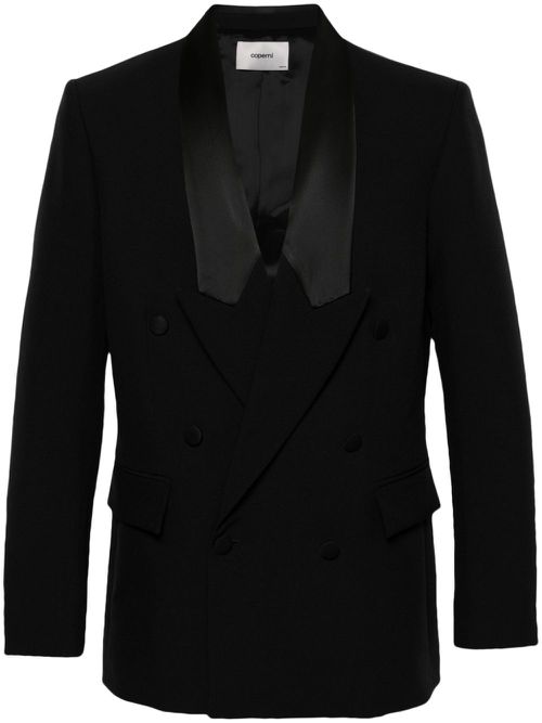 Double-breasted recycled-polyester blazer - Black