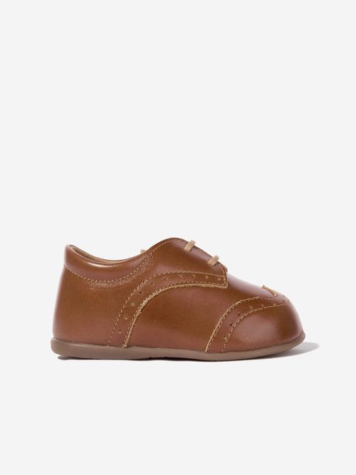 Baby Boys Leather Lace Up Shoes in Brown EU 21 UK 4.5 By Childsplay Clothing