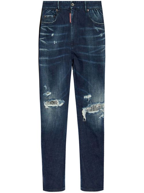 Distressed straight jeans - Blue