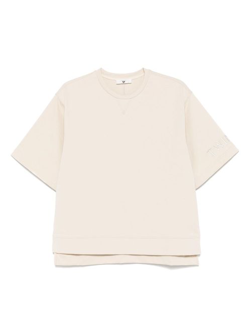 Logo-embroidered T-shirt - Neutrals
