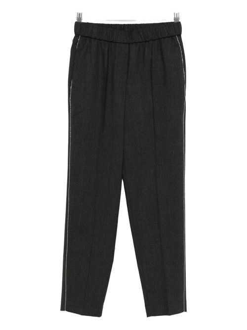 Side-stripe elasticated-waistband trousers - Grey
