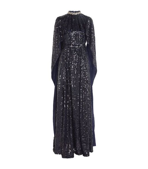 Sequinned Cape Gown