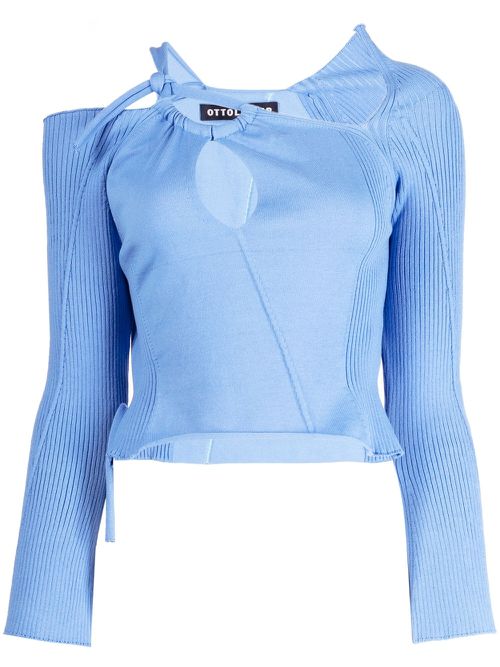 Cut-out-detailing knitted top - Blue