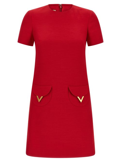 Virgin Wool Crêpe Dress — Red