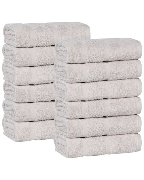 Superior Set of 12 Mile Smart Twist Cotton Medium Weight Solid Washcloths