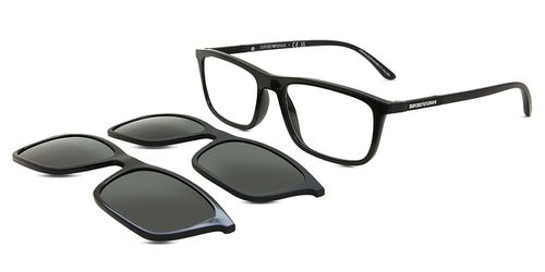 Emporio Armani EA4160 with Clip-On 50011W Men's Eyeglasses Black Size 55 - Blue Light Block Available