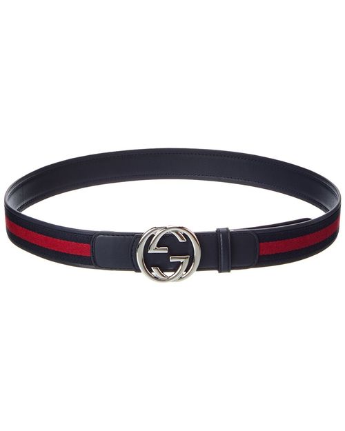 Interlocking G Web & Leather Belt