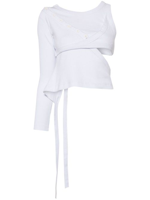 One-sleeve ribbed top - White