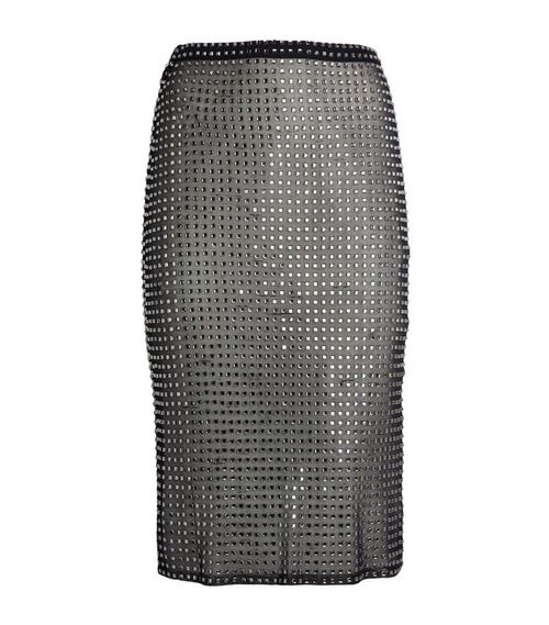 Crystal-Embellished Midi Skirt