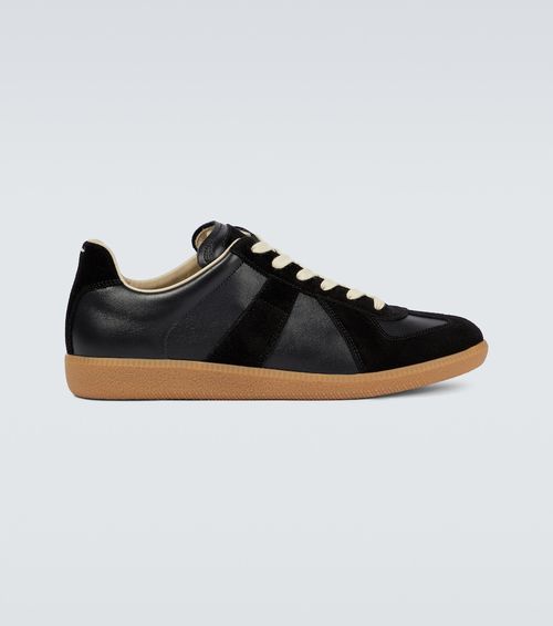 Replica leather and suede sneakers