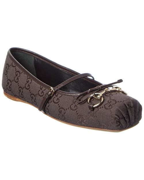 Horsebit Gg Supreme Canvas & Leather Ballet Flat
