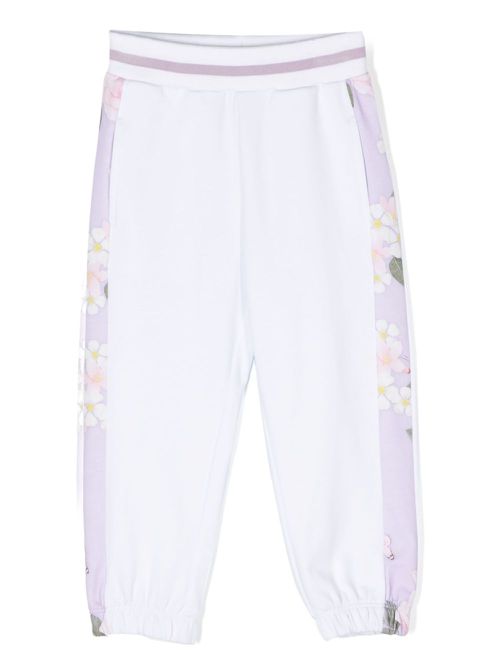 Side-stripe cotton blend track pants - White