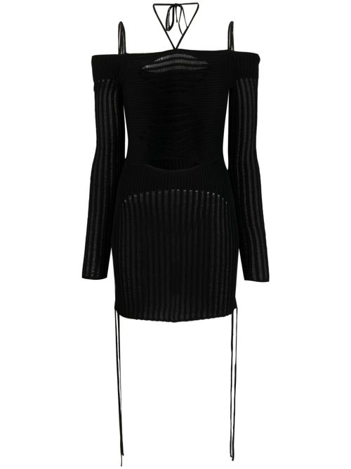 Ribbed-knit mini dress - Black