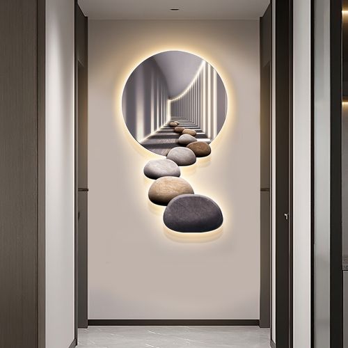 800mm LED Acrylic Modern Abstract Stone Corridor Wall Art Decor Living Room Bedroom