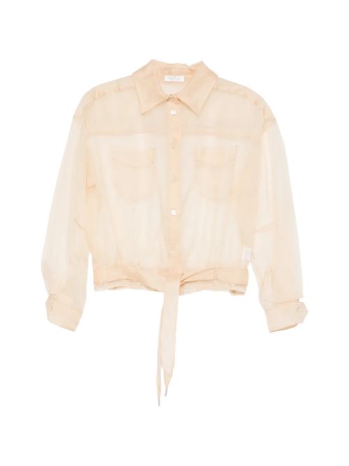 Silk Pocket Tie Shirt — Beige