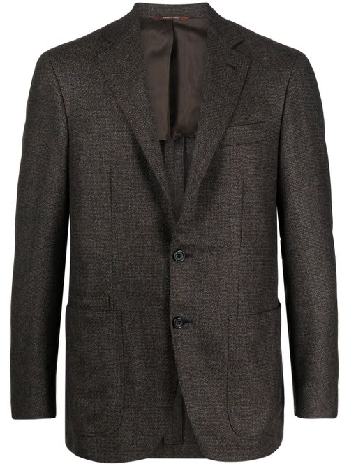 Single-breasted wool blazer - Brown
