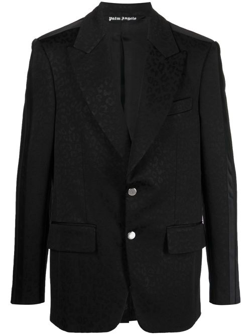 Jacquard single-breasted blazer - Black