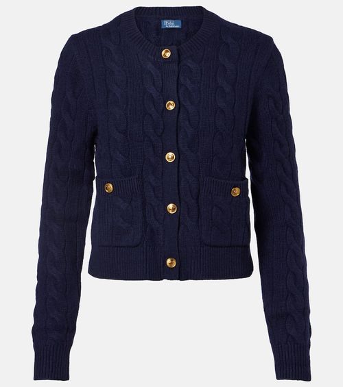 Cable-knit wool and cashmere cardigan