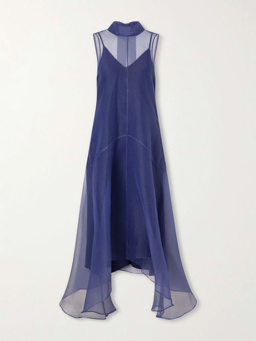 Auden Sheer Midi Dress - Blue