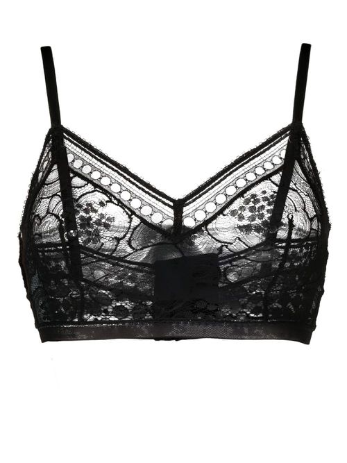 Fantaisie floral-lace bra - Black