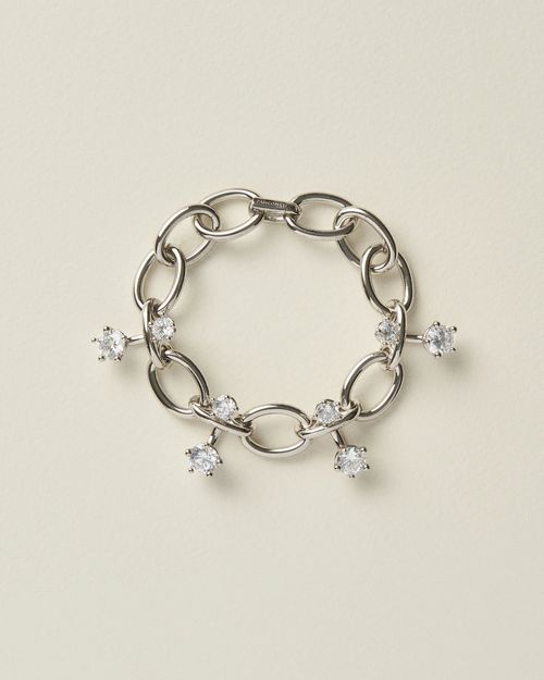 Chain Link with Crystal Charms Bracelet — Silver