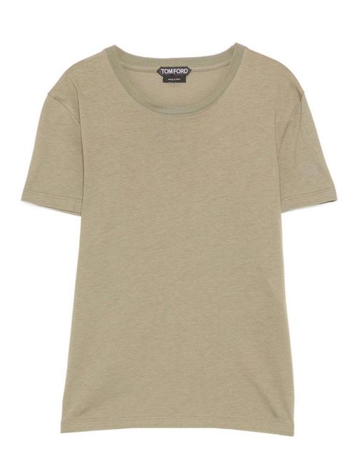 Olive Green Cotton Jersey Crewneck T-Shirt