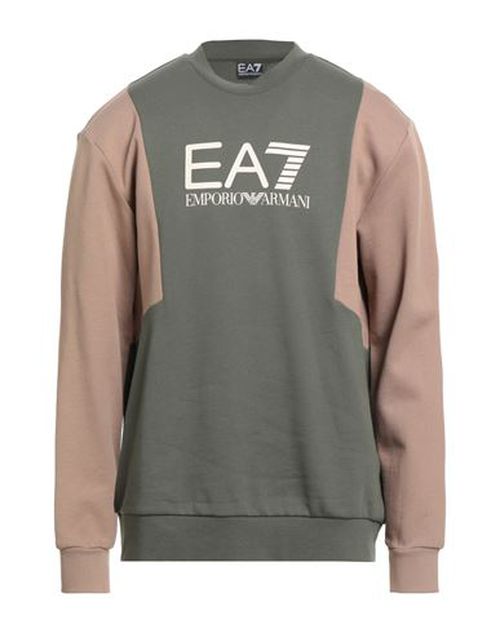 Man Sweatshirt Military green Size L Cotton, Polyester, Elastane