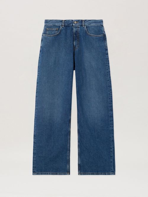 Curved Logo Loose Jeans Man  Medium Blue Medium Blue