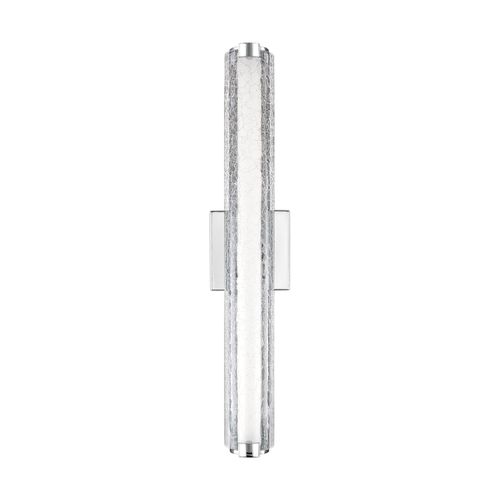 Visual Comfort Studio Cutler LED Bathroom Vanity Light in Chrome with Crackle Gla