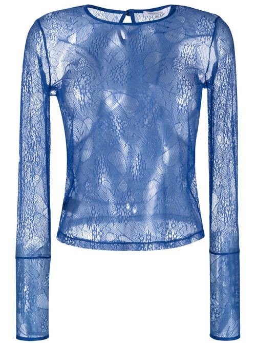 Cut-out detailing lace top - Blue