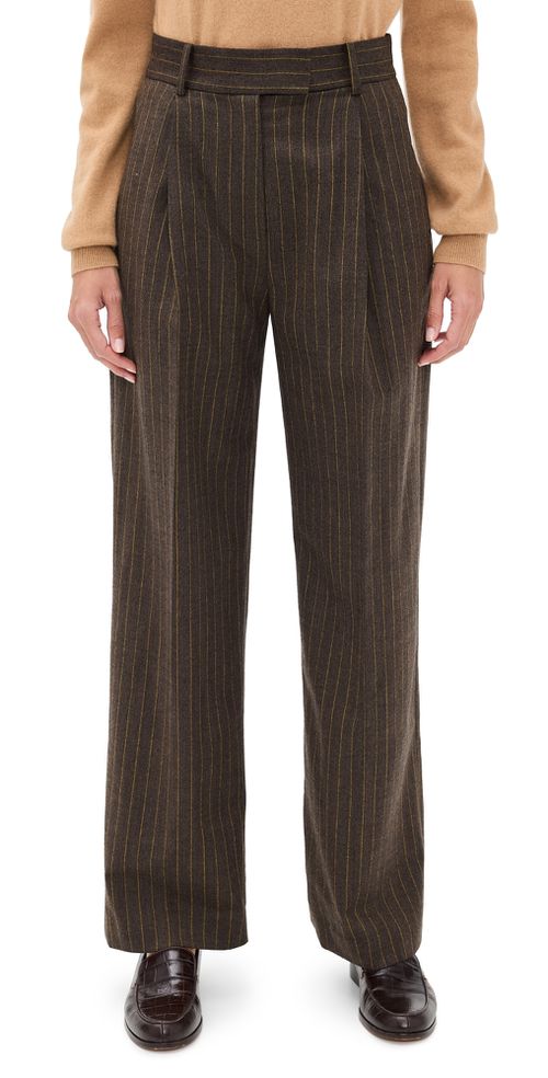 Pinstripe Trousers Mocha/Saffron