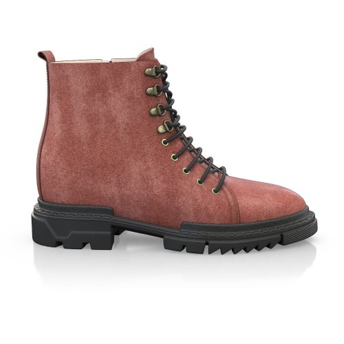 Rangers Bottines à lacets et semelle crantée Homme Faites main en Italie en Daim Rouille Jaune-Orangé - Sur Mesure - GIROTTI